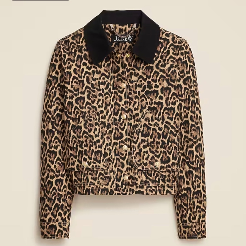 Jcrew Short Barn Jacket  in leopard cotton canvas in XXS